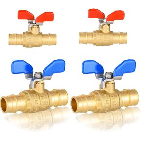 (Pack of 4) Seelink 3/4 Inch PEX-A Expansion Ball Valve with Butterfly Level, Brass Shut Off Valve for Pex-A Pipe Connection, ASTM F1960, Red&Blue