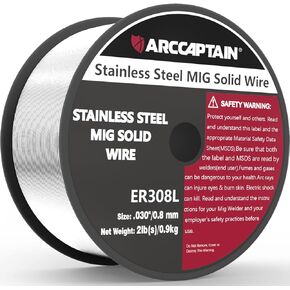 ARCCAPTAIN Stainless Steel Flux Cored Wire E308LFC-O .030-Diameter MIG Welding Wire Stainless Steel Wire with Low Splatter Compatible With Lincoln Miller Forney Harbor MIG Welder 2-Pound