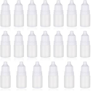 Lusofie 20Pcs Eye Dropper Bottles 5ML/0.17oz Empty Squeezable Plastic Dropper Bottle Portable Travel Eye Liquid Dropper with Cap and Plug (White)