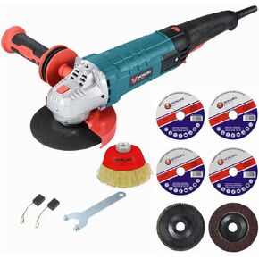 Angle Grinder, 4 1/2 Angle Grinder 12-Amp, 1400W Multifunctional High Power Grinder Tool with Grinding and Buffer Polishing Capabilities, Non-Slip Handle, and Auxiliary Handle Shockproof