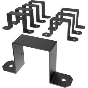 8 Pcs 4" x 4" Strap Post Ties, 14 Gauge Thickness 2mm Deck Fence Post Tie Bracket for 4x4 Post Black Brackets for Wood