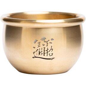 LIFKOME Chinese Fortune Golden Treasure Basin Feng Shui Wealth Porsperity Figurine Money Bowl Ornament for Wealth Office Decoration