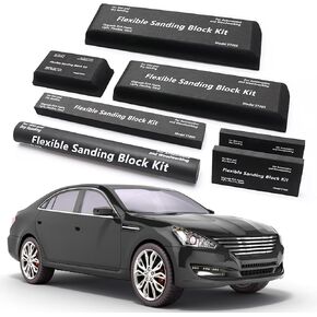 Sanding Block Kit 7 Pcs, Anglecai Hand Sanding Block Set for Car Auto Body Grinding Block Kit, Flexible Eva Foam Wet or Dry Auto Body Sanding Blocks for Woodworking