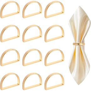 Giantree 12Pcs Gold Napkin Rings, Stainless Steel Napkin Rings Metal Napkin Ring Holders Semicircle Metal Gold Napkin Holder Buckles Metallic Adornment for Dinner Table Decor Wedding Banquet Party(12) in Saudi Arabia