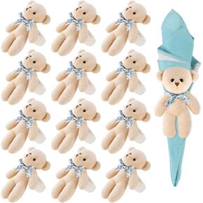 12 PCS استحمام الطفل الدببة الصغيرة زخارف من منديل مجموعة صغيرة من منديل الدب الفخمة حلقات صغيرة محشوة حيوانات صغيرة الحفل in Kuwait