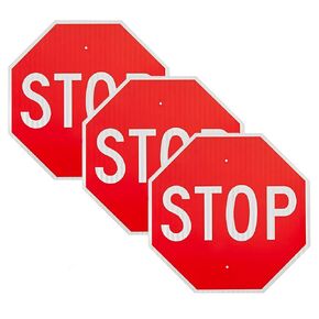 OLANZU 3 Pack Stop Sign 24 x 24 Inches - High Intensity Prismatic Aluminum - UV Protected and Weather Resistant - Honeycomb Reflective Stop Signs Traffic - Waterproof and Rust Free
