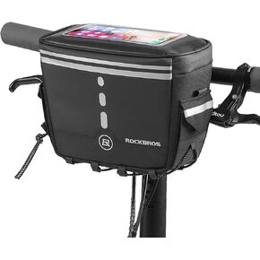 ROCKBROS Bike Handlebar Bag, 7.5 Inch Sensitive TPU Touchscreen, 2.7L Water-Resistant & Large Capacity Bike Front Bag with Shoulder Strap
