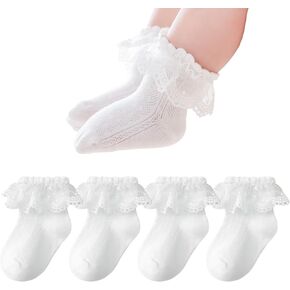 Zumou Toddler Lace Socks Girls Ruffle Eyelet Frilly Princess for Baby Little Kids in Kuwait