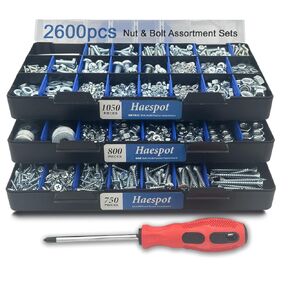 2600-Piece Hardware Kit with Diverse Screws&Nuts–DIY-Friendly,3-Tier Storage for Home Projects