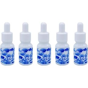 5pcs Ceramic Dropper Bottle, 1/3oz (10ml) Empty Dropper Bottles with White Cap & Glass Droppers for Essential Oils, Lab Chemicals, Perfumes