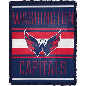 Northwest NHL Washington Capitals Puck Stripe Woven Jacquard Throw 46" W x 60" L Blanket