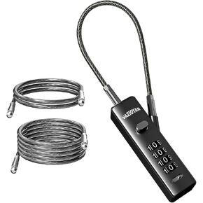 Cable Locks with Combination,Bicycle Lock, Suitcases Lock,Comes with 3 Different Lengths of Cables, Reconfigurable 4-Digit Password Lock,Zinc Alloy Reinforced Lock Body (Black)