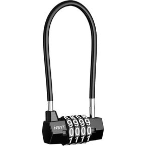 KeeKit 4 Digit Combination Padlock, Resettable Padlock with Steel Cable Rope, Waterproof Lengthened Gym Lock for School, Employee, Gym, Sports Locker, Gate, Case, Toolbox