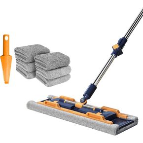 Microfiber Mop with 6 Reusable Flat Mop Pads, Dust Mop for Hardwood, Laminate and Tile Floors, 59.8’’ Stainless Steel Telescopic Handle (59.8" Dust Mop with 6 Reusable Pads)
