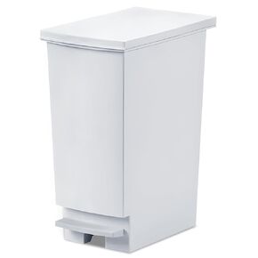 Large Trash Can With Lid and Foot Pedal, 8 Gallon Slim Kitchen Trash Can Step On, Hands Free Recycling White Kitchen Garbage Can Plastic - Odor Block, 9 Inch Wide Trash Can Fit For Narrow Space, 1Pack