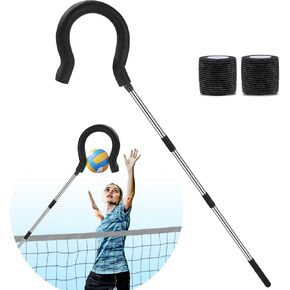 Volleyball Spike Trainer for Serving, Spiking and Jump Practicing- Adjustable Hitting Training Practice Equipment with Question Mark Hook-Real Ball Feeling - Ideal for Beginners/Pros(No Ball)-Black