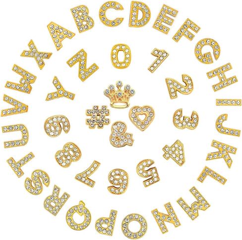 Bling Shoe Charms for Women,Alloy Shoe Decoration with Rhinestones,Numbers and Letters Charms for Shoe in Saudi Arabia