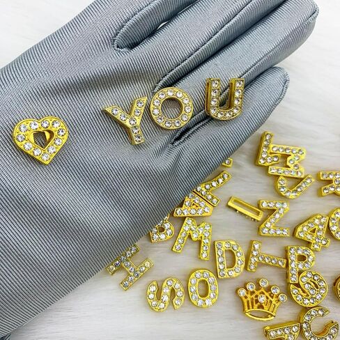 Bling Shoe Charms for Women,Alloy Shoe Decoration with Rhinestones,Numbers and Letters Charms for Shoe in Saudi Arabia