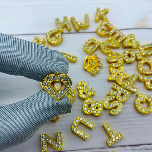 Bling Shoe Charms for Women,Alloy Shoe Decoration with Rhinestones,Numbers and Letters Charms for Shoe in Saudi Arabia