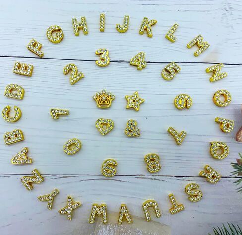 Bling Shoe Charms for Women,Alloy Shoe Decoration with Rhinestones,Numbers and Letters Charms for Shoe in Saudi Arabia