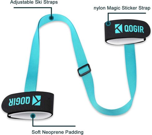 QOGIR Ski and Pole Carrier Strap 1 Pack, Adjustable Size Great for Men, Women and Kids in Kuwait
