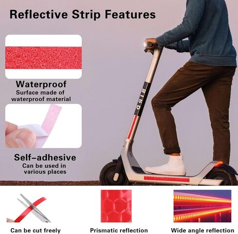 شريط عاكس من Prasacco 20 لفة، 0.4 بوصة × 8.7 ياردة/10 مم × 8 متر، شريط عاكس عالي الوضوح للتحذير، شريط عاكس مقاوم للماء، شريط تحديد أمان عاكس للدراجات والدراجات النارية (5 ألوان) in Kuwait