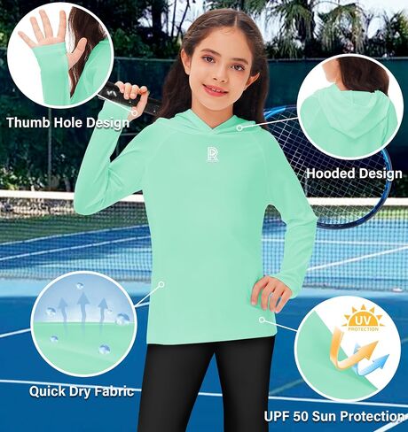 Remimi Kids Sun Shirt Rash Guard Quick Dry Sun Protection Athletic Hoodie Hiking Shirts 3-12 Years in Saudi Arabia