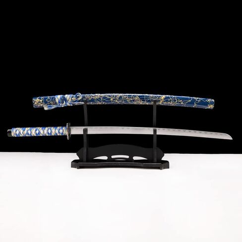 Golda 3 قطعة Samurai Katana مجموعة مع Sword Stand Free ， Katana Samurai Sword Set ， ، Blue in Kuwait