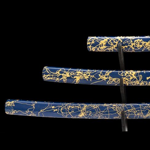 Golda 3 قطعة Samurai Katana مجموعة مع Sword Stand Free ， Katana Samurai Sword Set ， ، Blue in Kuwait