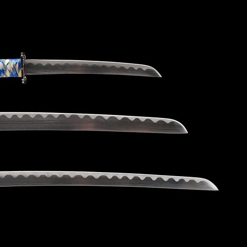Golda 3 قطعة Samurai Katana مجموعة مع Sword Stand Free ， Katana Samurai Sword Set ， ، Blue in Kuwait