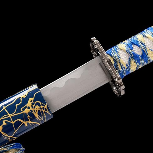 Golda 3 قطعة Samurai Katana مجموعة مع Sword Stand Free ， Katana Samurai Sword Set ， ، Blue in Kuwait