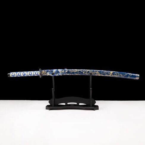 Golda 3 قطعة Samurai Katana مجموعة مع Sword Stand Free ， Katana Samurai Sword Set ， ، Blue in Kuwait