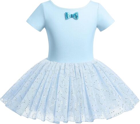 AFAVOM Ballet Leotards for Girls Toddler Sequin Ballet Dance Dress Bowknot Tutu Skirted Leotard Gymnastics Ballerina Outfit in Saudi Arabia