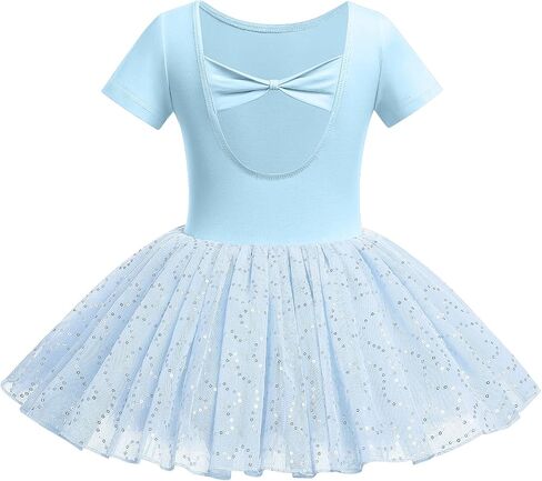 AFAVOM Ballet Leotards for Girls Toddler Sequin Ballet Dance Dress Bowknot Tutu Skirted Leotard Gymnastics Ballerina Outfit in Saudi Arabia