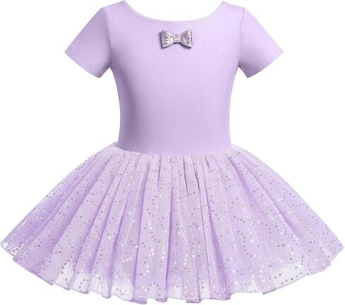 AFAVOM Ballet Leotards for Girls Toddler Sequin Ballet Dance Dress Bowknot Tutu Skirted Leotard Gymnastics Ballerina Outfit in Saudi Arabia