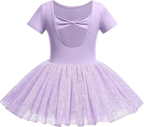 AFAVOM Ballet Leotards for Girls Toddler Sequin Ballet Dance Dress Bowknot Tutu Skirted Leotard Gymnastics Ballerina Outfit in Saudi Arabia