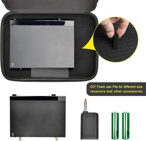 Wireless Microphone Case for JBL for Singing for TONOR for Shure for Bietrun for ALPOWL Two Microphone System DIY Foam Fits for Different Size Mic, Receiver, Audio Cable(Box Only) (Black) in Kuwait