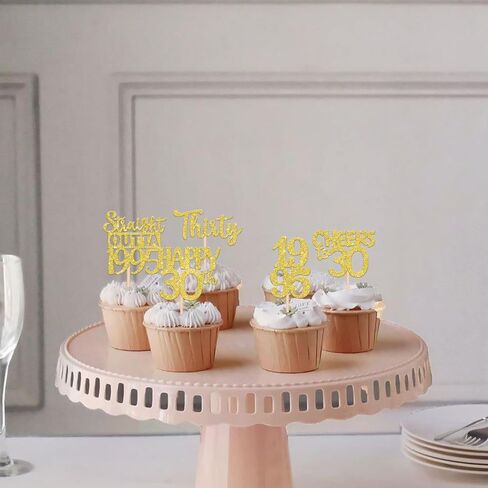 30PCS Black 40th Birthday Cupcake Toppers Glitter Forty Happy 40th Straight Outta 1986 Cupcake Picks for Cheers to 40 Years 40th Birthday Wedding Anniversary Party Decorations Supplies in Kuwait
