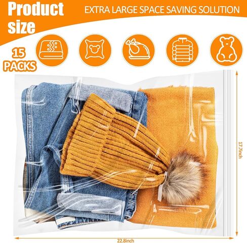 15 PCS Large Ziplock Bags for Storage,18x24 Inches 5 Gallon Ziploc Bags for Storing Fruits, Vegetables, Clothes, Shoes, Bread, Snacks Flavor in Saudi Arabia