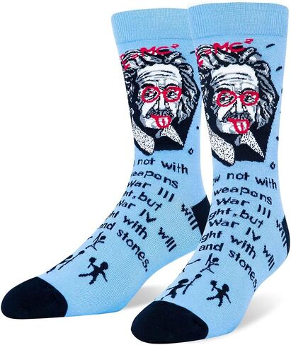 Men's Portrait Crew Socks, Novelty Gift for Nerd Genius Teacher Adult Shoe Size 8-13 for Crazy Sock Day in Kuwait