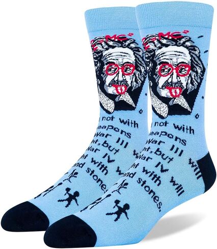 Men's Portrait Crew Socks, Novelty Gift for Nerd Genius Teacher Adult Shoe Size 8-13 for Crazy Sock Day in Kuwait