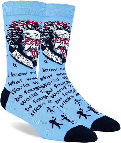 Men's Portrait Crew Socks, Novelty Gift for Nerd Genius Teacher Adult Shoe Size 8-13 for Crazy Sock Day in Kuwait