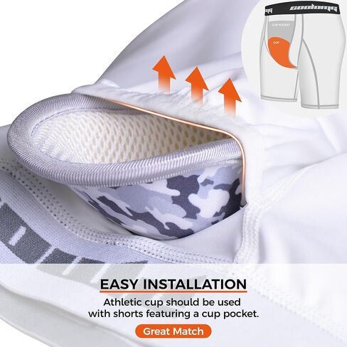 COOLOMG Men Adult Baseball Sliding Shorts with Foam Athletic Cup Padded Compression Short for Softball Football Hockey in Kuwait