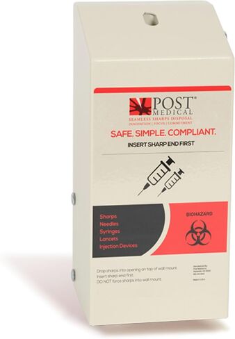 Sharps Cabinet, Sharps Disposal Container Storage, Sharps Container Wall Mount for 1.5 Quart Post Medical Biohazard Containers, Sharps Containers with Lock & Key, Powder-Coated Steel in Kuwait
