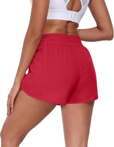 PrinStory Womens Athletic Shorts High Waisted Running Quick Dry Gym Workout Shorts with Zipper Pockets in Saudi Arabia