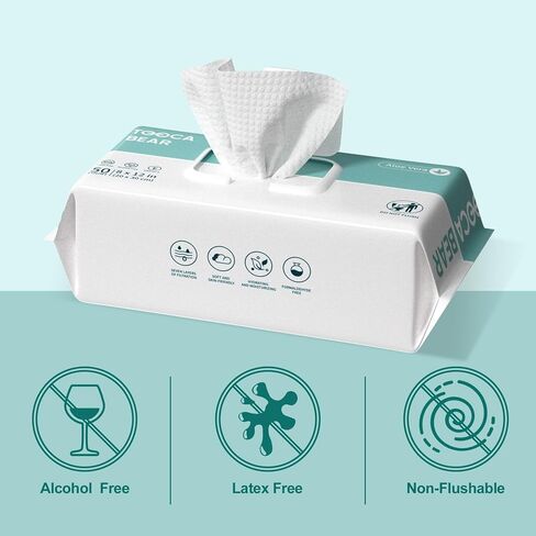 TOOCABEAR Body Cleansin Wipes 8 * 12'' with Aloe, 3 Pack,150 Wipes, Disposable Washcloths Wipes for Adult Bathing No Rinse, Ideal for Incontinence & Elderly and Baby Care Hypoallergenic, Unscented in Saudi Arabia