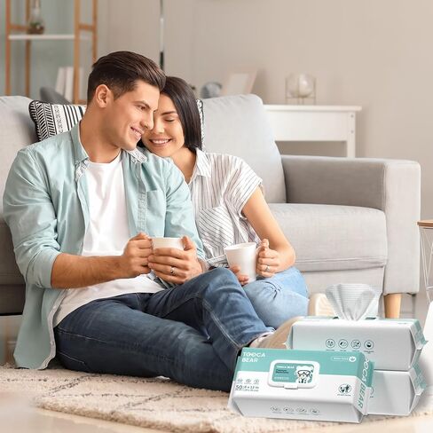 TOOCABEAR Body Cleansin Wipes 8 * 12'' with Aloe, 3 Pack,150 Wipes, Disposable Washcloths Wipes for Adult Bathing No Rinse, Ideal for Incontinence & Elderly and Baby Care Hypoallergenic, Unscented in Saudi Arabia