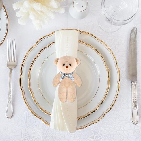 12 PCS استحمام الطفل الدببة الصغيرة زخارف من منديل مجموعة صغيرة من منديل الدب الفخمة حلقات صغيرة محشوة حيوانات صغيرة الحفل in Kuwait