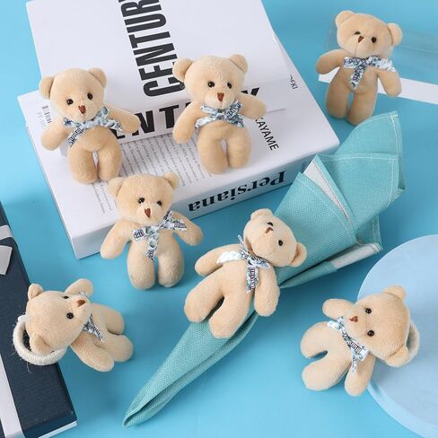 12 PCS استحمام الطفل الدببة الصغيرة زخارف من منديل مجموعة صغيرة من منديل الدب الفخمة حلقات صغيرة محشوة حيوانات صغيرة الحفل in Kuwait