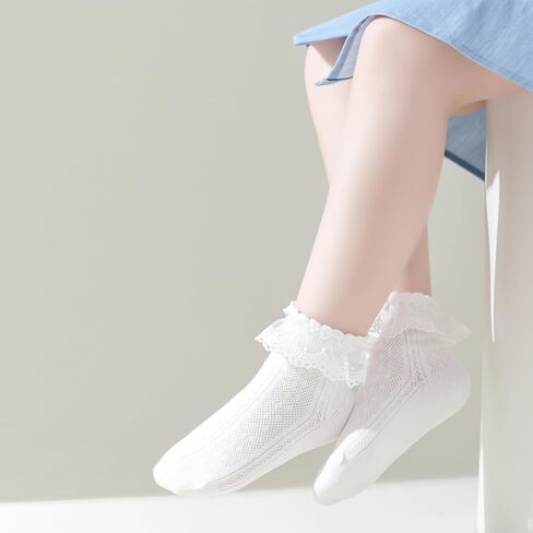 Zumou Toddler Lace Socks Girls Ruffle Eyelet Frilly Princess for Baby Little Kids in Kuwait